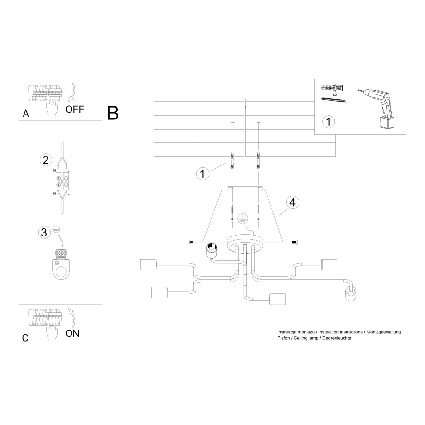 Пристельова люстра VECTOR 6xE27/15W/230V білий