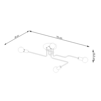 Пристельова люстра VECTOR 4xE27/15W/230V чорний