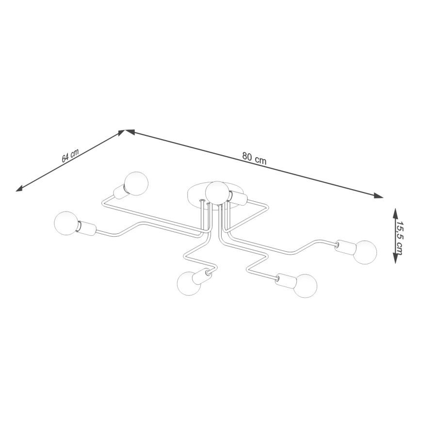 Припотолочная люстра VECTOR 6xE27/15W/230V черный