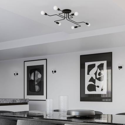 Пристельова люстра VECTOR 6xE27/15W/230V чорний