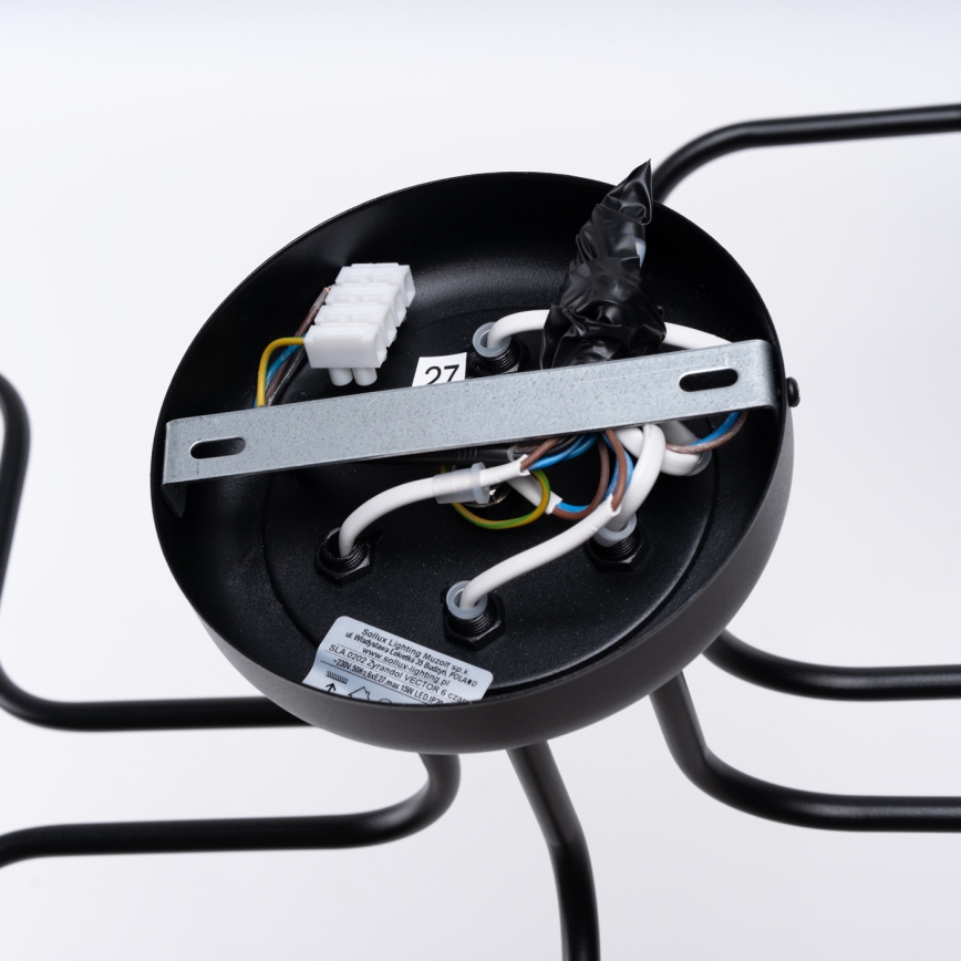 Пристельова люстра VECTOR 6xE27/15W/230V чорний