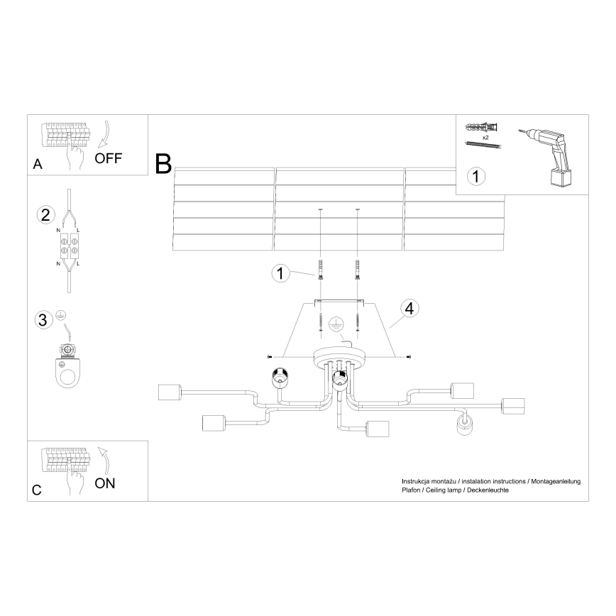 Припотолочная люстра VECTOR 8xE27/15W/230V черный