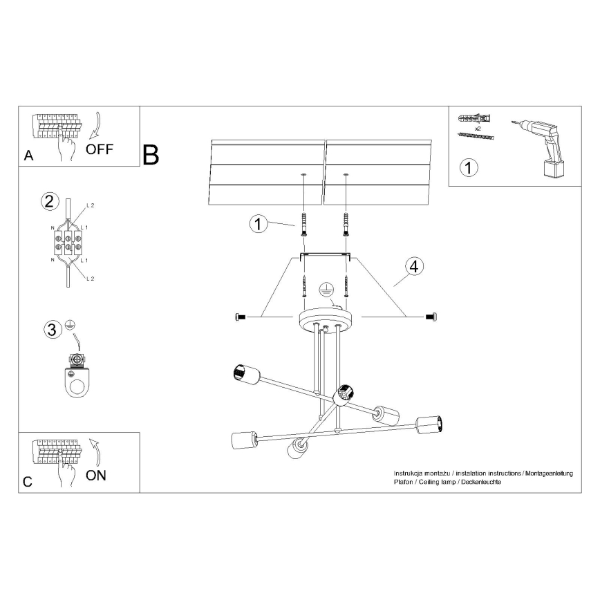 Люстра на штанге NORAH 6xE27/15W/230V черный
