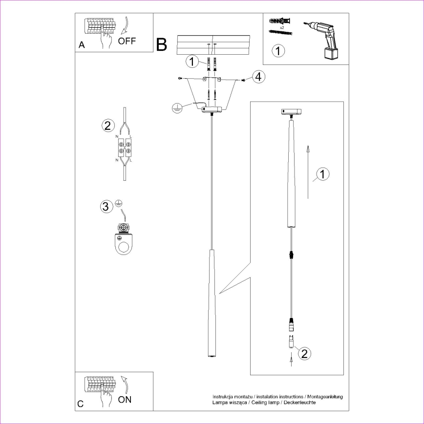 Підвісна люстра BLISS 1xG9/8W/230V чорний