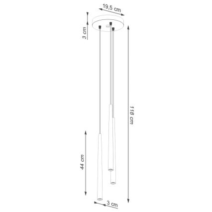 Підвісна люстра BLISS 3xG9/8W/230V чорний
