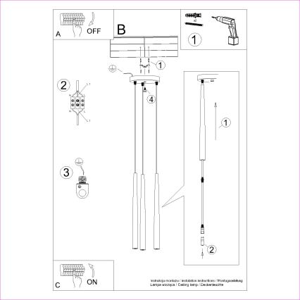 Підвісна люстра BLISS 3xG9/8W/230V чорний