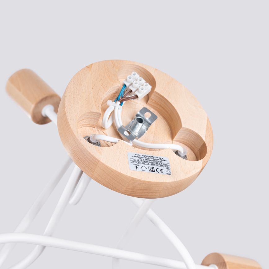 Припотолочная люстра EMBER 3xE27/15W/230V белый/бежевый/бук