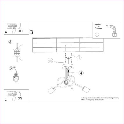 Припотолочная люстра EMBER 3xE27/15W/230V белый/бежевый/бук