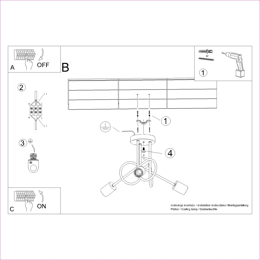 Припотолочная люстра EMBER 3xE27/15W/230V белый/бежевый/бук