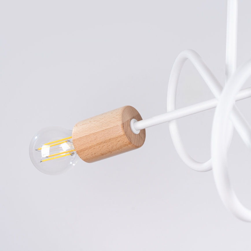 Пристельова люстра EMBER 3xE27/15W/230V білий/бежевий/бук