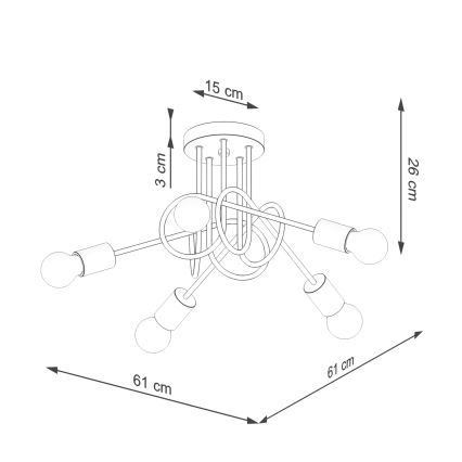 Припотолочная люстра EMBER 5xE27/15W/230V белый/бежевый/бук
