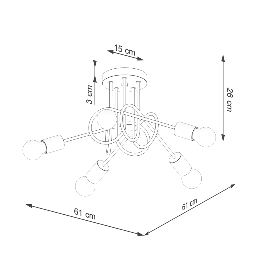 Припотолочная люстра EMBER 5xE27/15W/230V белый/бежевый/бук