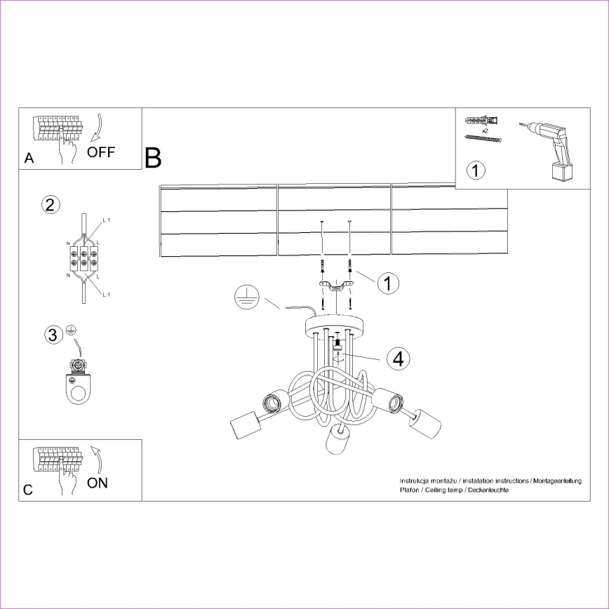 Припотолочная люстра EMBER 5xE27/15W/230V белый/бежевый/бук