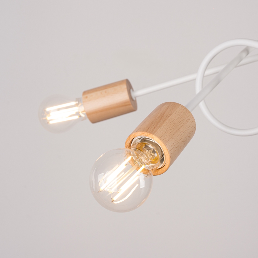Пристельова люстра EMBER 5xE27/15W/230V білий/бежевий/бук