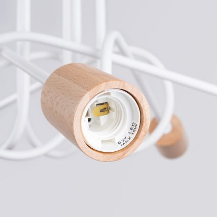 Пристельова люстра EMBER 5xE27/15W/230V білий/бежевий/бук