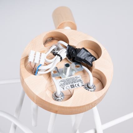 Пристельова люстра EMBER 5xE27/15W/230V білий/бежевий/бук