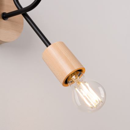 Настенная лампа EMBER 1xE27/15W/230V черный/бежевый/бук