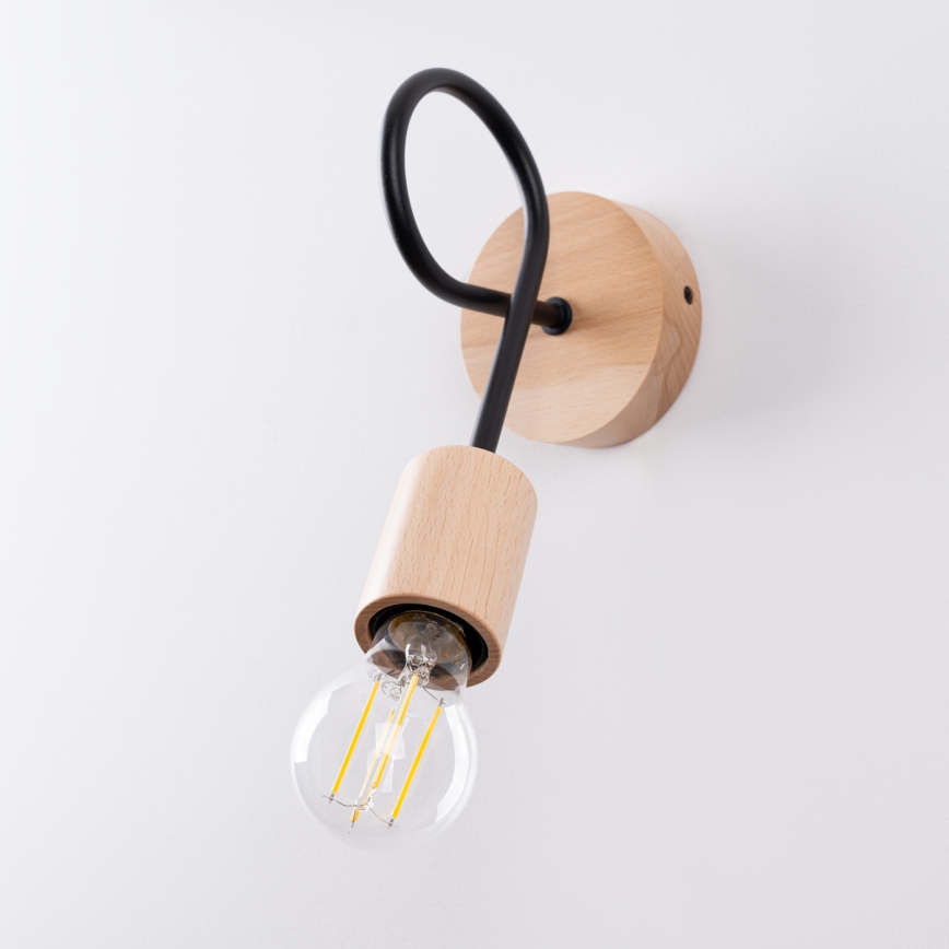 Настенная лампа EMBER 1xE27/15W/230V черный/бежевый/бук