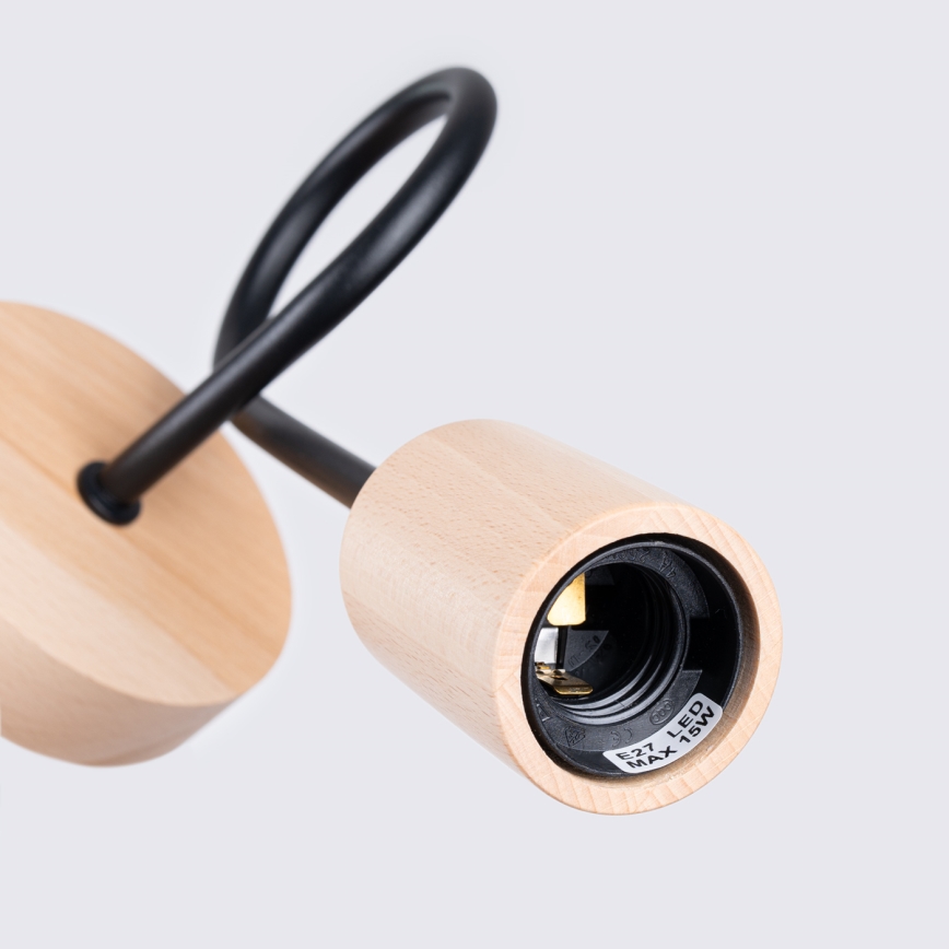 Настенная лампа EMBER 1xE27/15W/230V черный/бежевый/бук