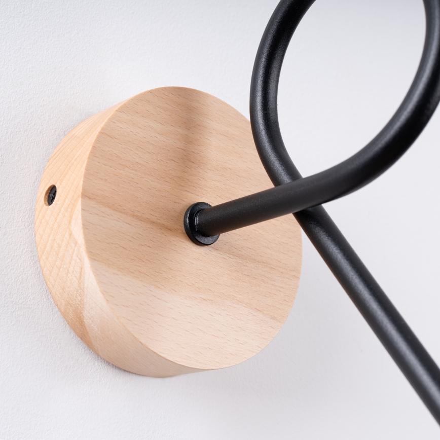 Настінна лампа EMBER 1xE27/15W/230V чорний/бежевий/бук