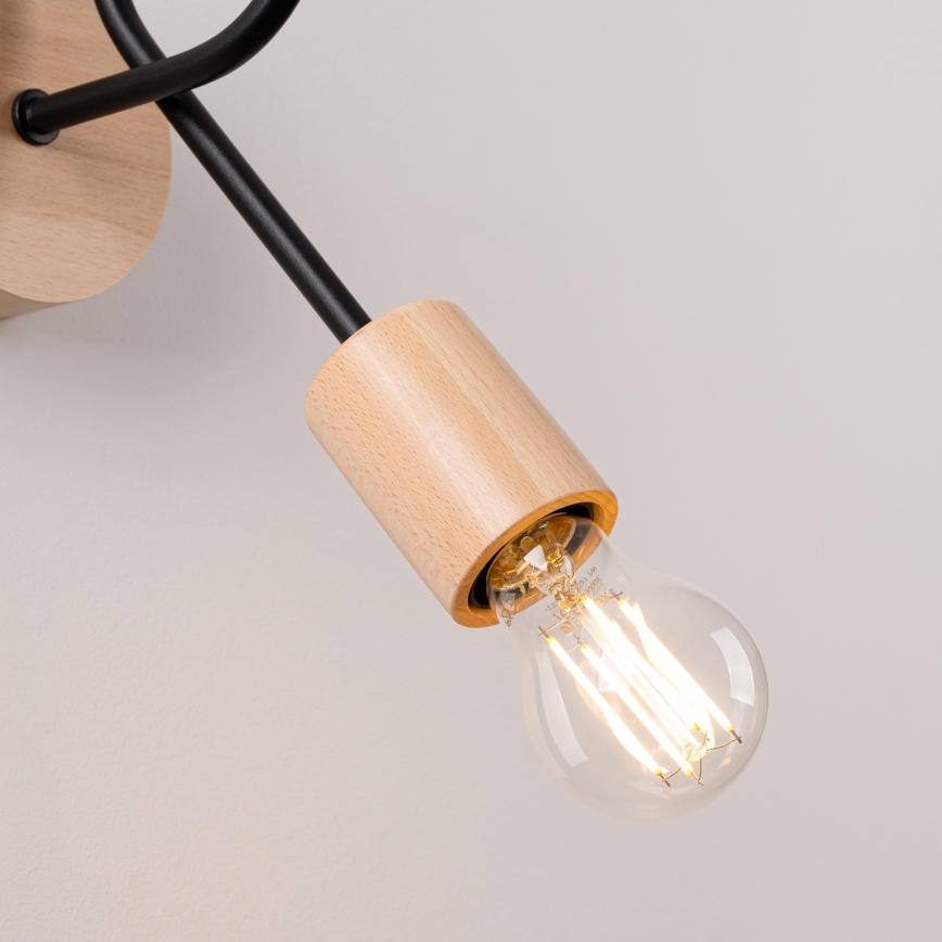 Настінна лампа EMBER 1xE27/15W/230V чорний/бежевий/бук