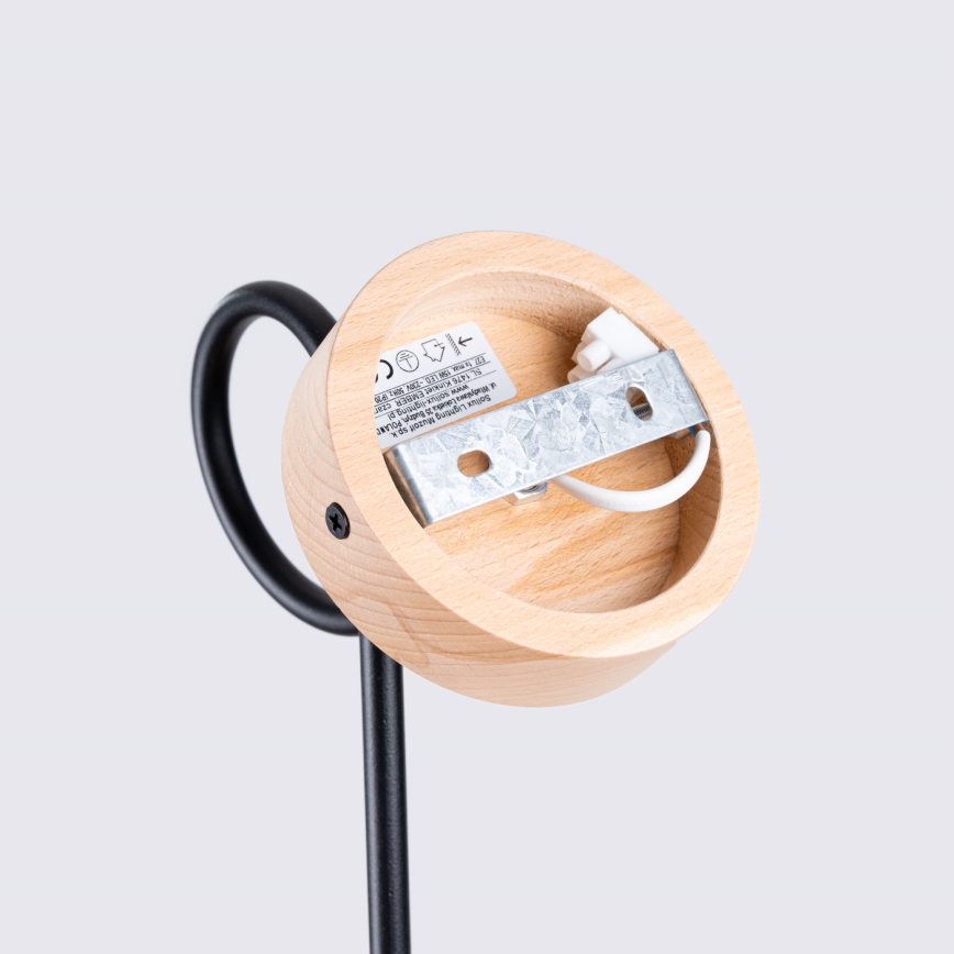 Настінна лампа EMBER 1xE27/15W/230V чорний/бежевий/бук