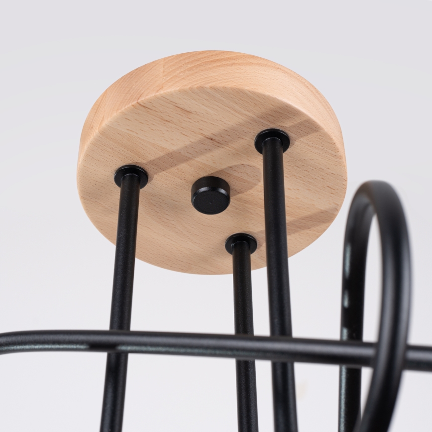 Припотолочная люстра EMBER 3xE27/15W/230V черный/бежевый/бук