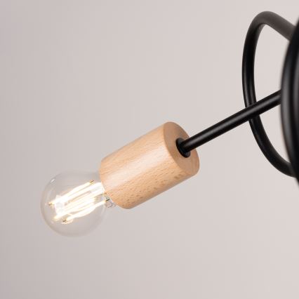 Припотолочная люстра EMBER 3xE27/15W/230V черный/бежевый/бук