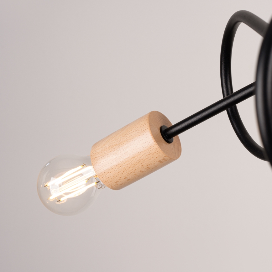 Припотолочная люстра EMBER 3xE27/15W/230V черный/бежевый/бук