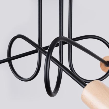 Пристельова люстра EMBER 3xE27/15W/230V чорний/бежевий/бук