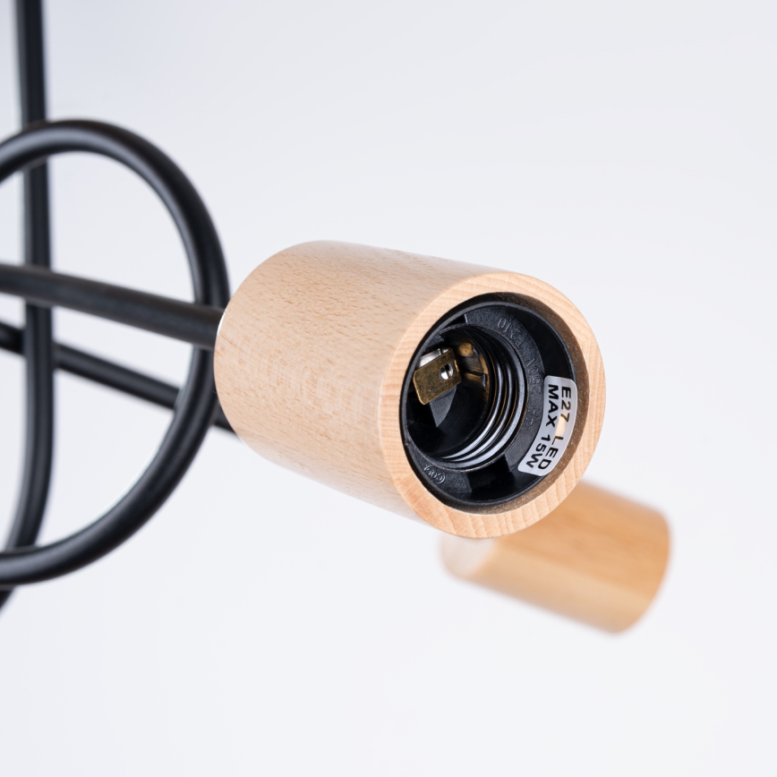 Пристельова люстра EMBER 3xE27/15W/230V чорний/бежевий/бук