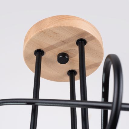 Пристельова люстра EMBER 3xE27/15W/230V чорний/бежевий/бук