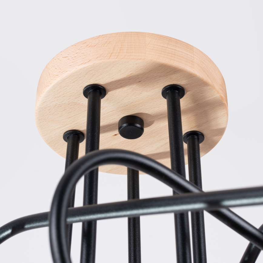 Припотолочная люстра EMBER 5xE27/15W/230V черный/бежевый/бук