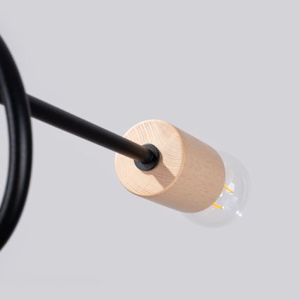 Пристельова люстра EMBER 5xE27/15W/230V чорний/бежевий/бук