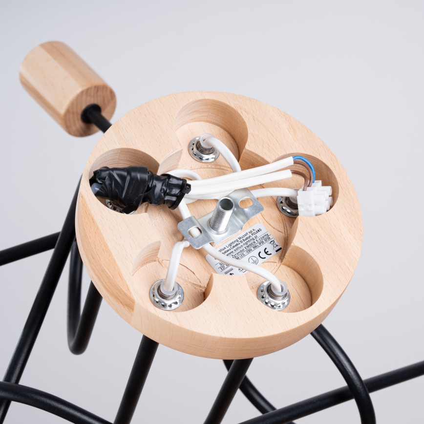 Пристельова люстра EMBER 5xE27/15W/230V чорний/бежевий/бук