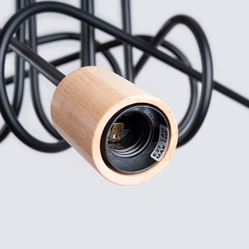 Пристельова люстра EMBER 5xE27/15W/230V чорний/бежевий/бук