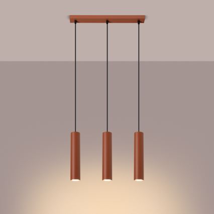 Підвісна люстра LAGOS 3xGU10/10W/230V червоний