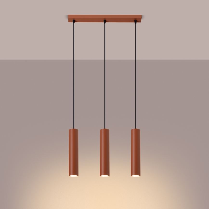 Підвісна люстра LAGOS 3xGU10/10W/230V червоний
