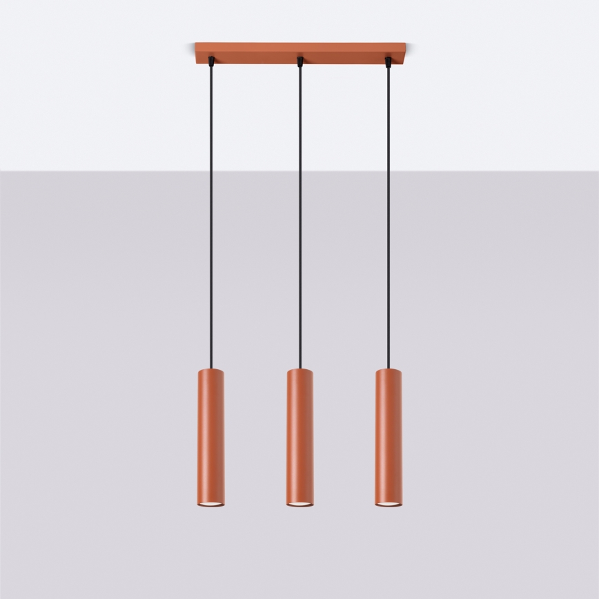 Підвісна люстра LAGOS 3xGU10/10W/230V червоний