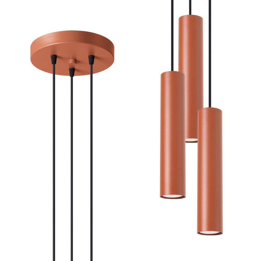 Підвісна люстра LAGOS 3xGU10/10W/230V червоний