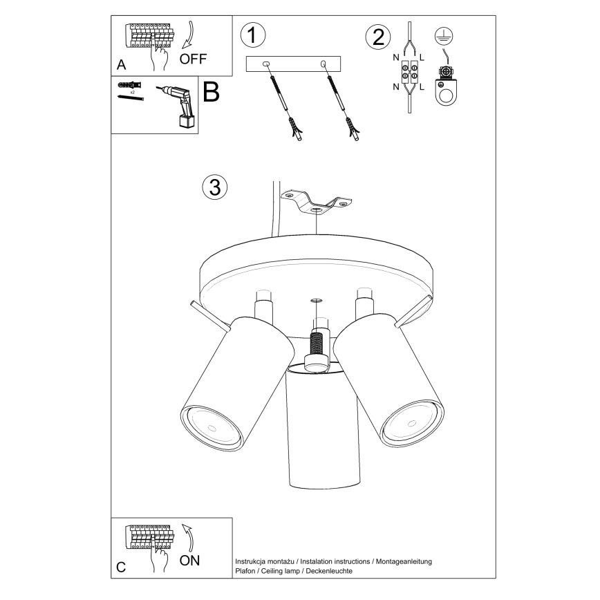 Точечный светильник RING 3xGU10/10W/230V кремовый