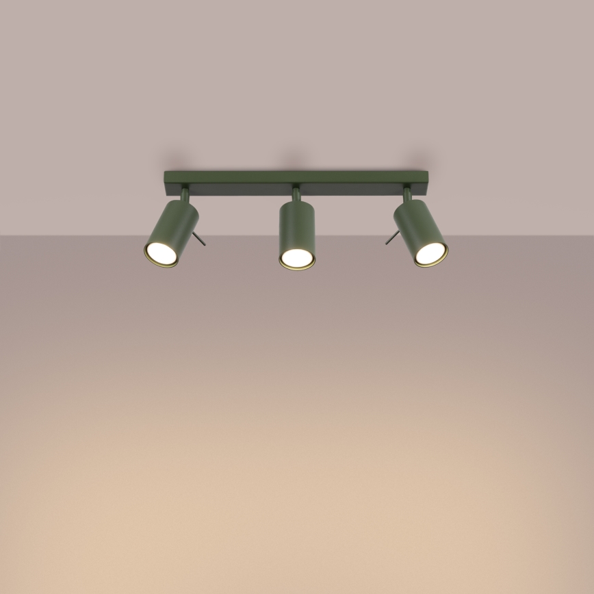 Точковий світильник RING 3xGU10/10W/230V зелений