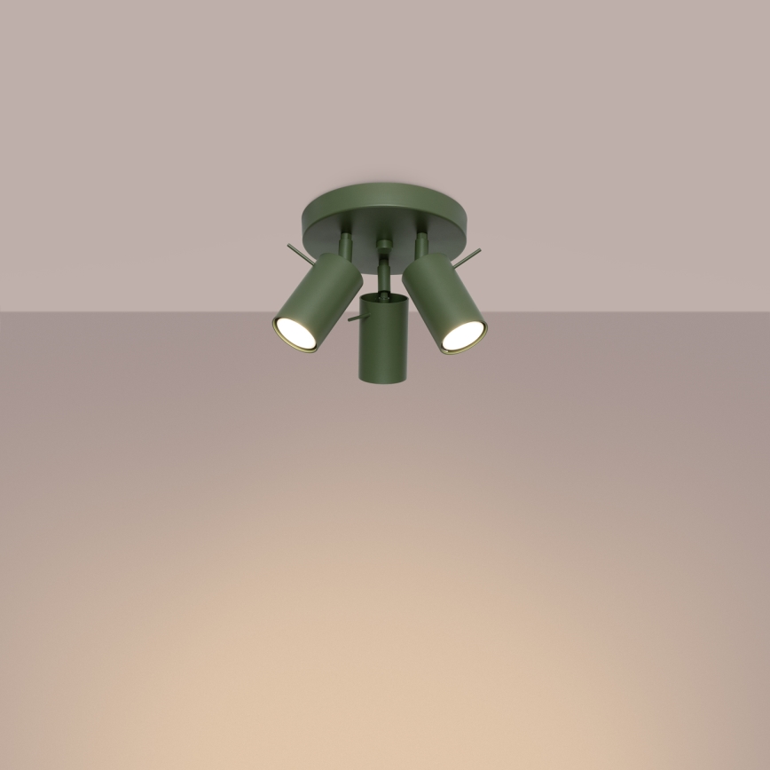 Точковий світильник RING 3xGU10/10W/230V зелений