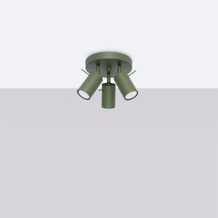 Точковий світильник RING 3xGU10/10W/230V зелений