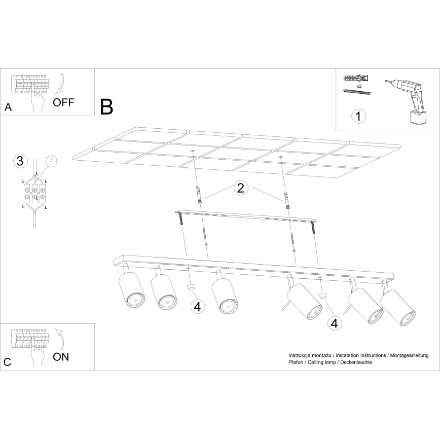 Точковий світильник RING 6xGU10/10W/230V червоний