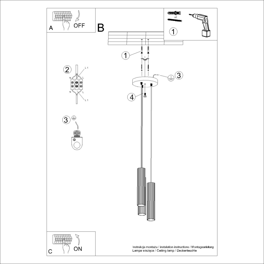 Підвісна люстра KARBON 3xGU10/10W/230V білий