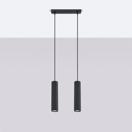 Підвісна люстра KARBON 2xGU10/10W/230V чорний