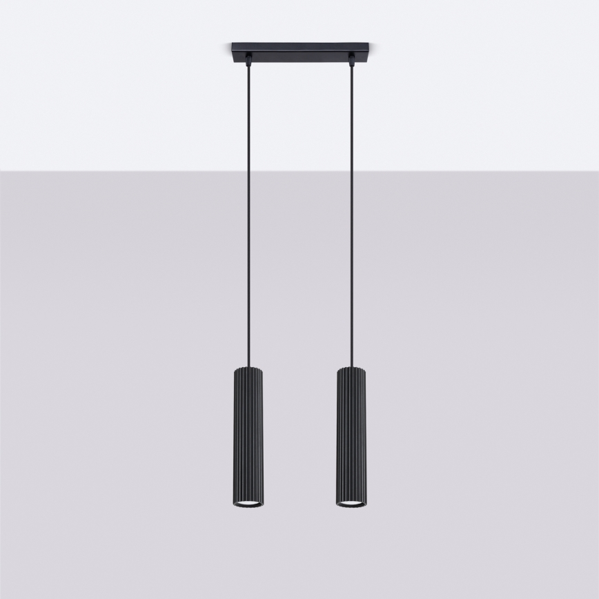 Підвісна люстра KARBON 2xGU10/10W/230V чорний