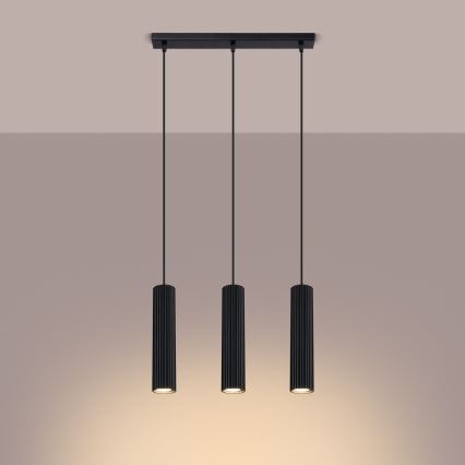Підвісна люстра KARBON 3xGU10/10W/230V чорний