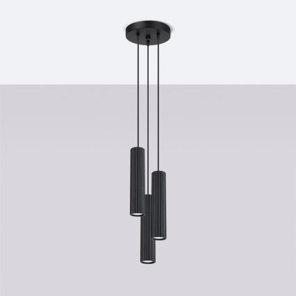 Підвісна люстра KARBON 3xGU10/10W/230V чорний